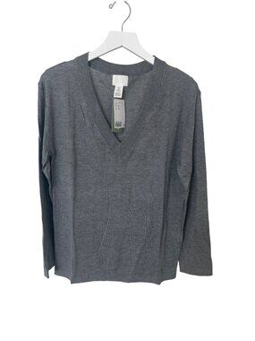 H&M Charcoal Gray V-Neck Sweater Loose Fit